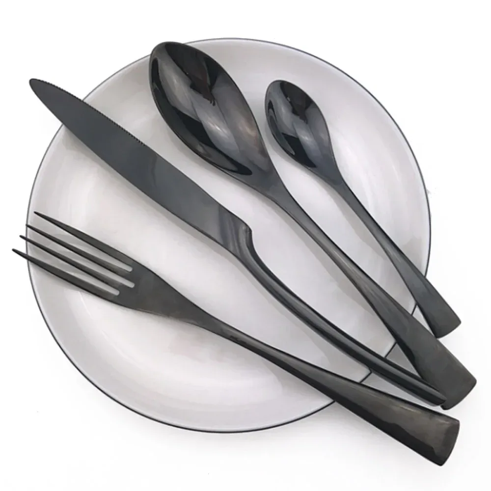 Set of 4 Luxury Shiny Mirror Champagne Knife Fork Spoon Cutlery Dinnerware Set 304 Stainless Steel Flatware Silverware Sets - Image 7