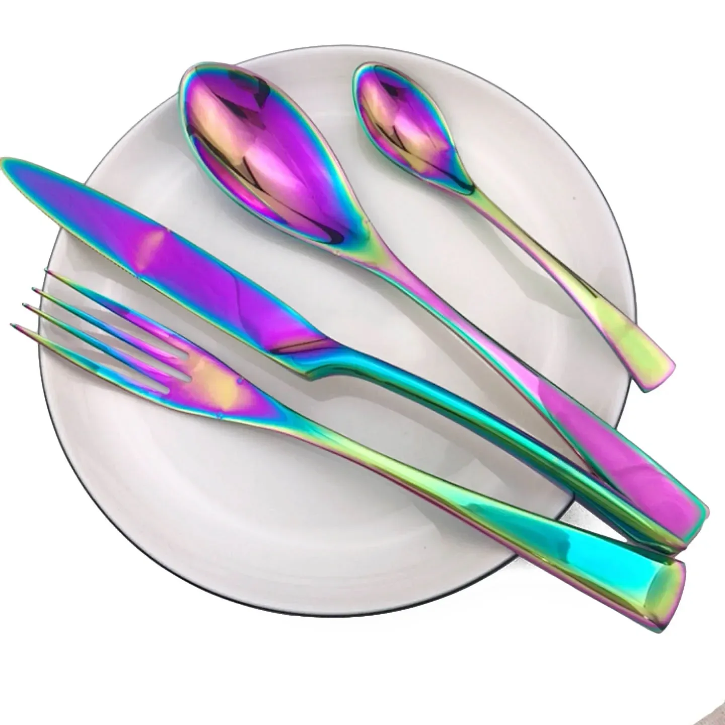Set of 4 Luxury Shiny Mirror Champagne Knife Fork Spoon Cutlery Dinnerware Set 304 Stainless Steel Flatware Silverware Sets - Image 9