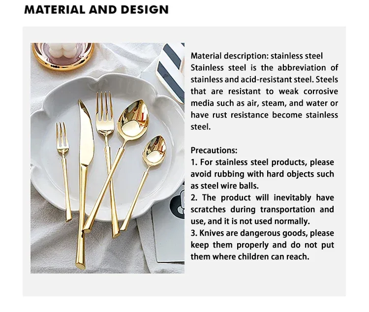 Shiny Gold 18/10 Stainless Steel Flatware Set 304 Dinner Knife Fork Cutlery Set Service For 1 Drop Shipping - Image 17