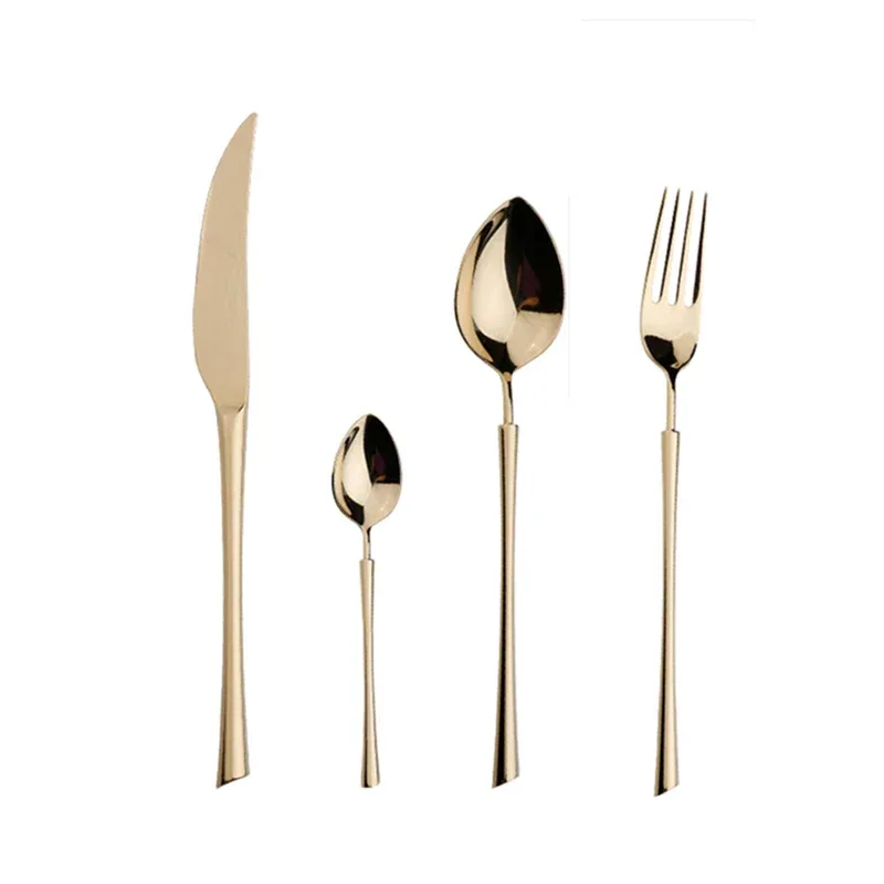 Shiny Gold 18/10 Stainless Steel Flatware Set 304 Dinner Knife Fork Cutlery Set Service For 1 Drop Shipping - Image 20