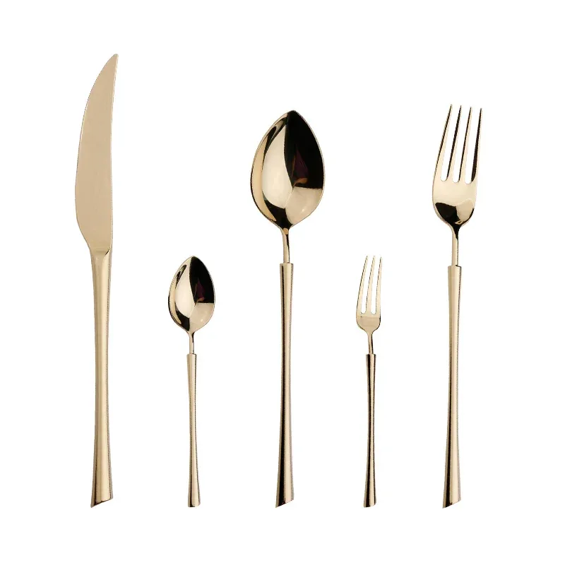 Shiny Gold 18/10 Stainless Steel Flatware Set 304 Dinner Knife Fork Cutlery Set Service For 1 Drop Shipping - Image 21