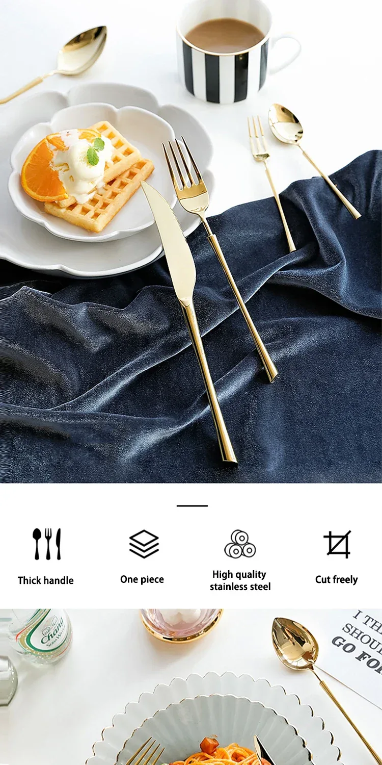 Shiny Gold 18/10 Stainless Steel Flatware Set 304 Dinner Knife Fork Cutlery Set Service For 1 Drop Shipping - Image 7