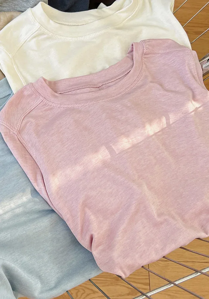 Silk Wool Splice Long Sleeve T-shirt Women Spring Summer Thin Soft Waxy Fit Solid Color Backing Top - Image 29