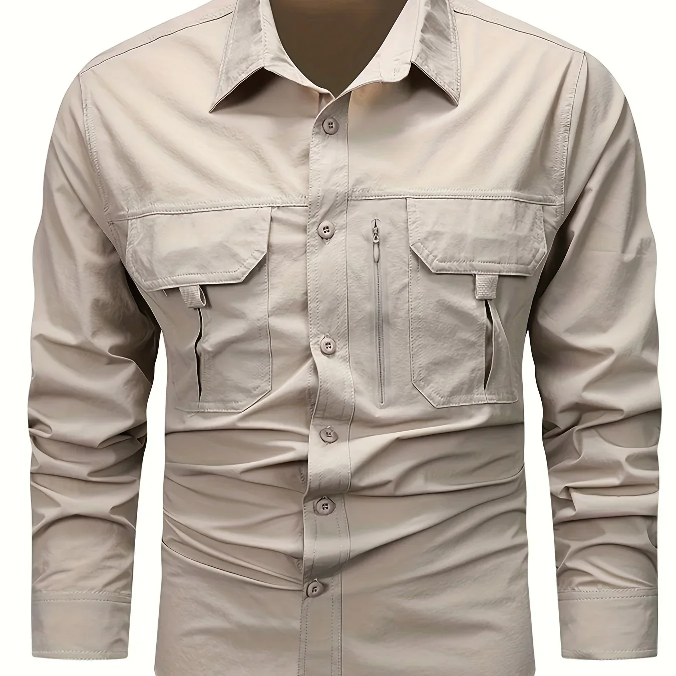 Spring And Autumn Casual Men's Long Sleeve Sunscreen Quick-drying Shirt With Multi-pockets For Outdoor Fishing - Image 18
