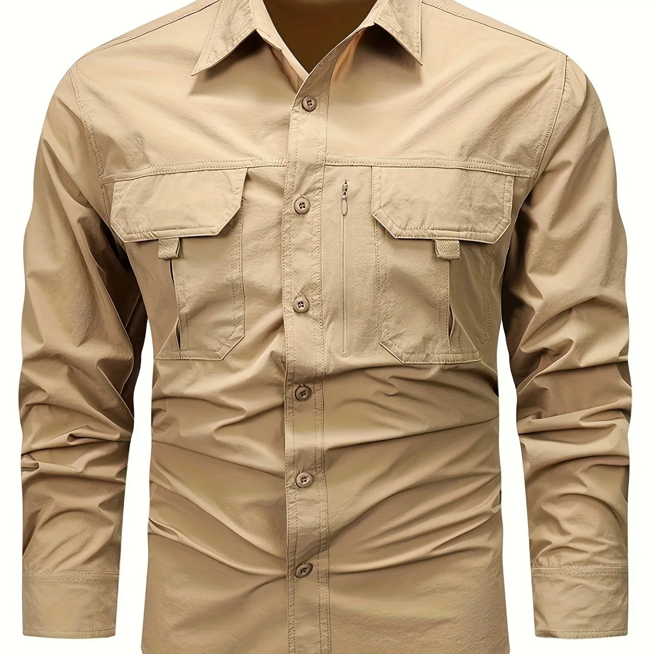 Spring And Autumn Casual Men's Long Sleeve Sunscreen Quick-drying Shirt With Multi-pockets For Outdoor Fishing - Image 19