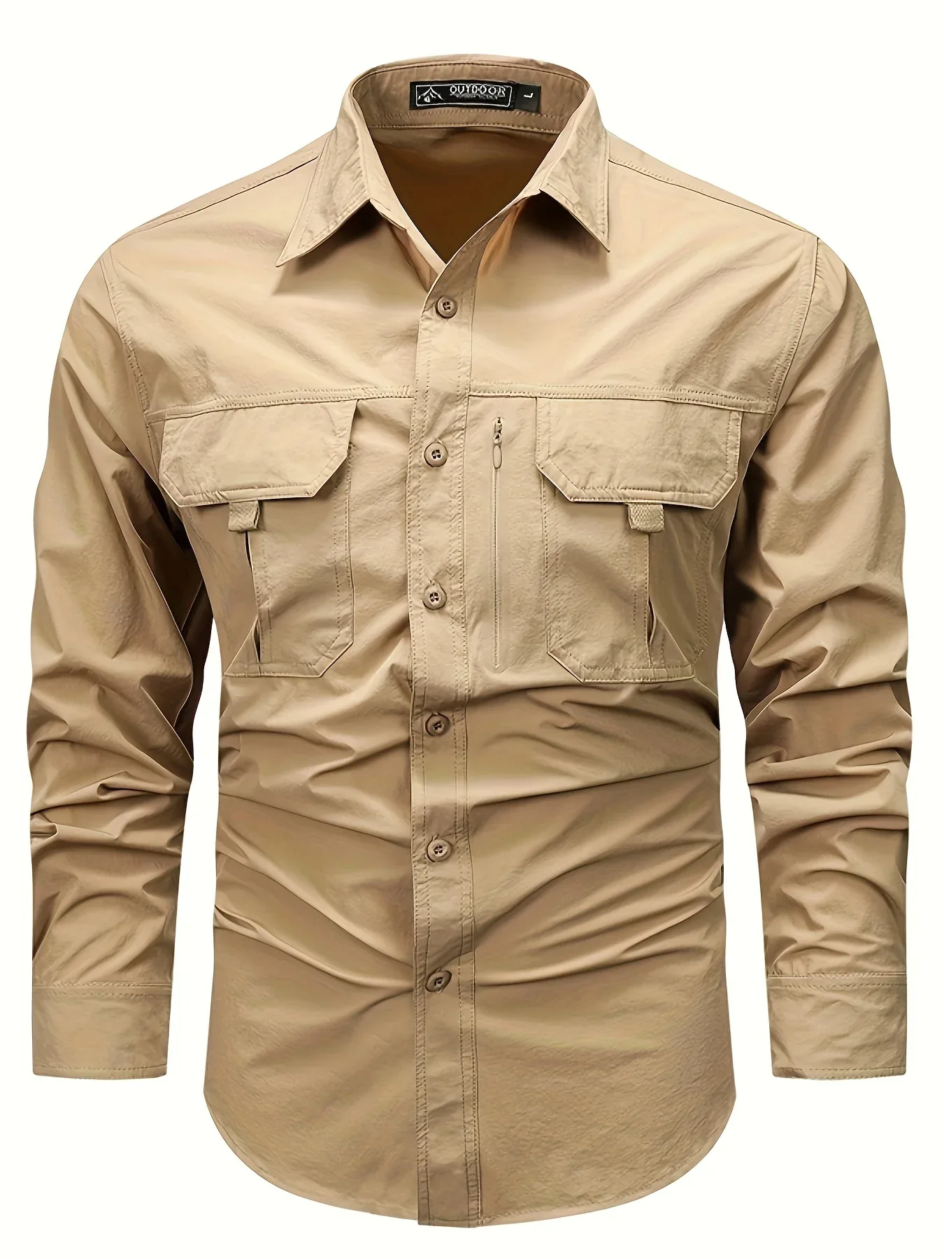 Spring And Autumn Casual Men's Long Sleeve Sunscreen Quick-drying Shirt With Multi-pockets For Outdoor Fishing - Image 2