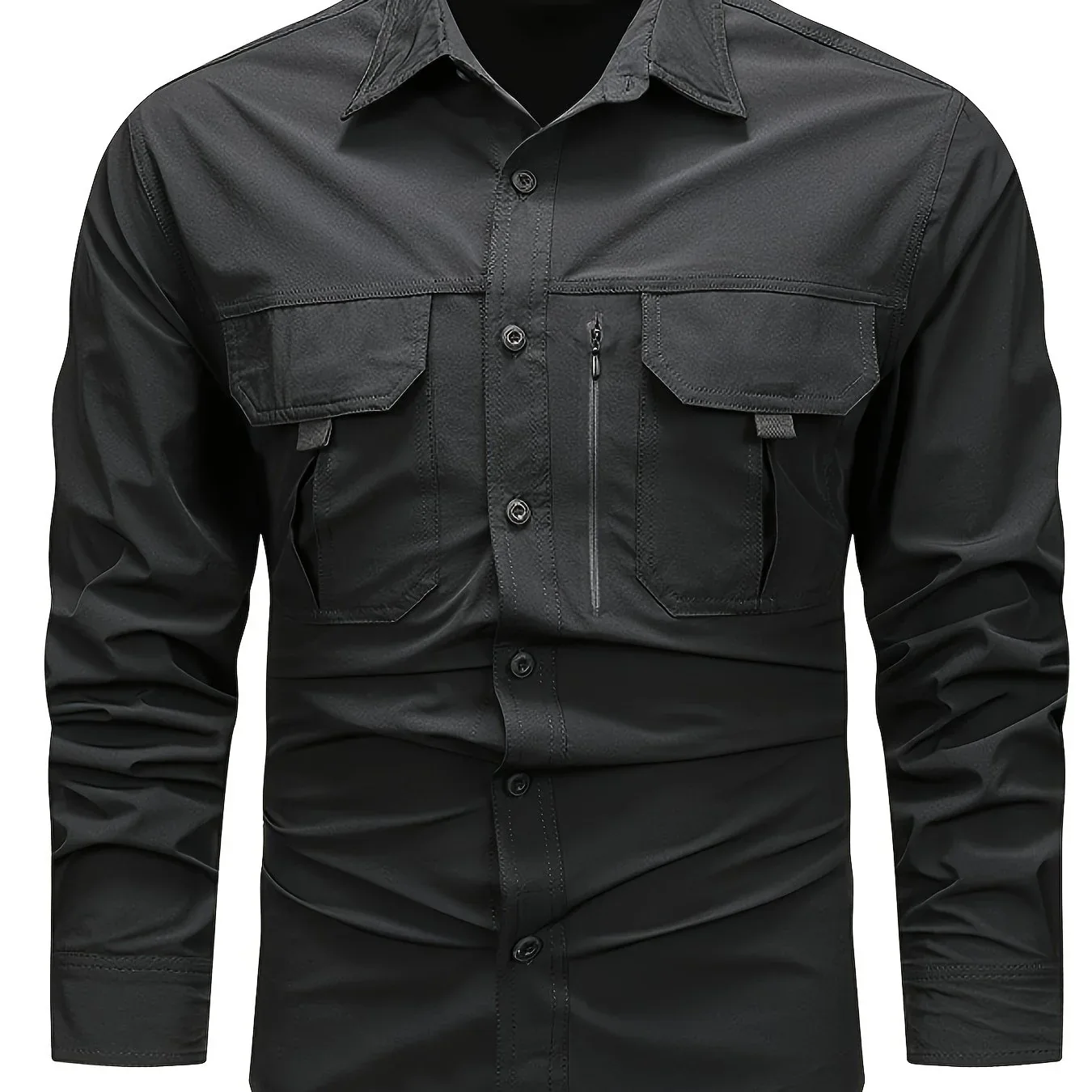 Spring And Autumn Casual Men's Long Sleeve Sunscreen Quick-drying Shirt With Multi-pockets For Outdoor Fishing - Image 20