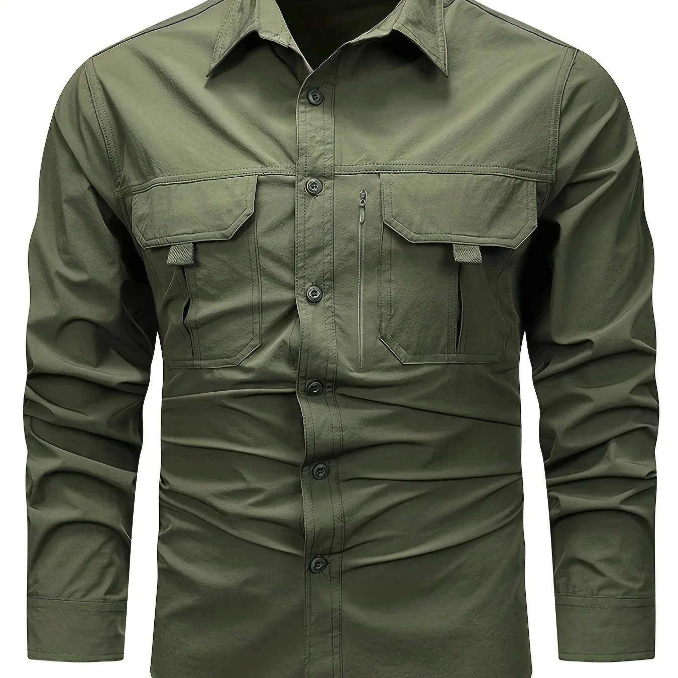 Spring And Autumn Casual Men's Long Sleeve Sunscreen Quick-drying Shirt With Multi-pockets For Outdoor Fishing - Image 21