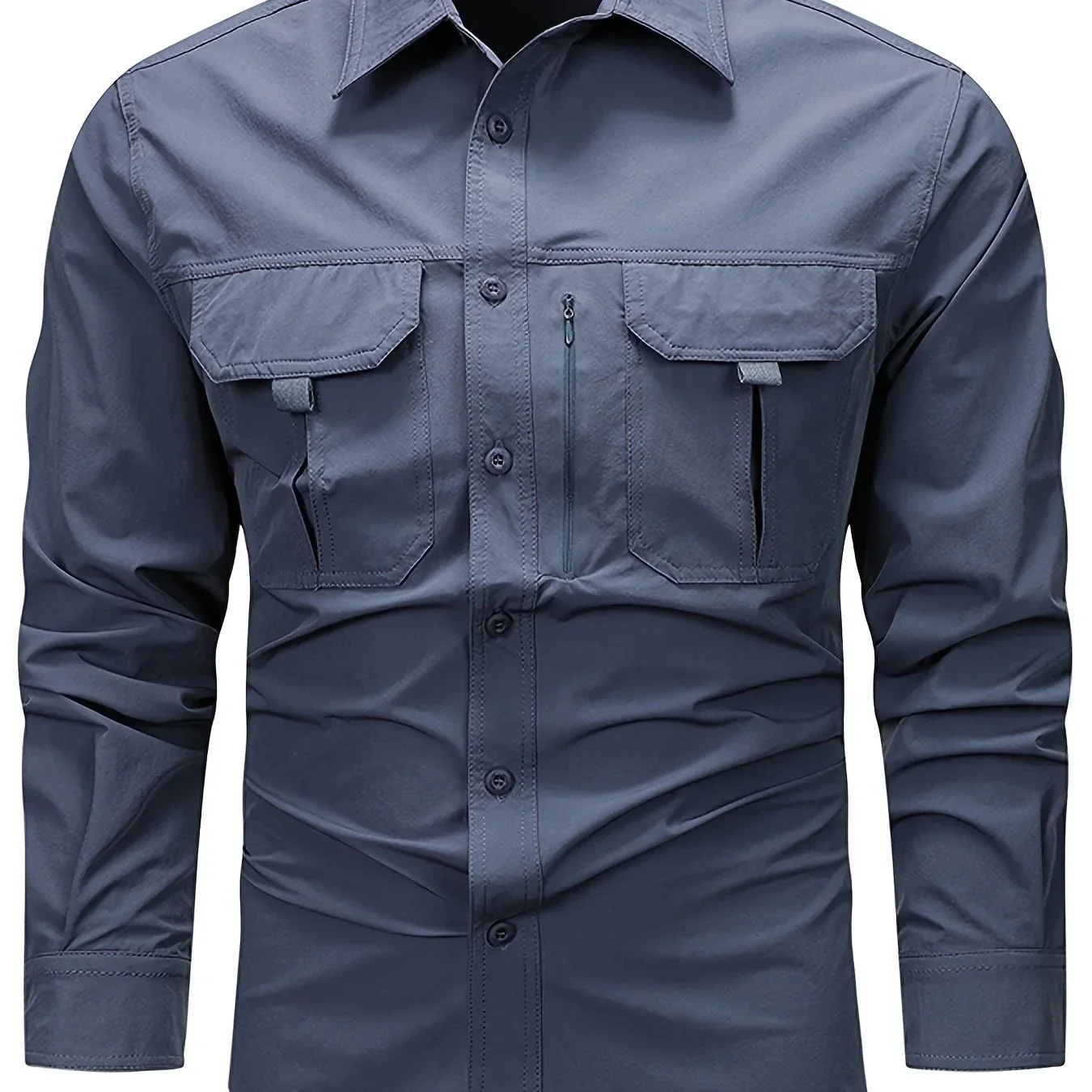 Spring And Autumn Casual Men's Long Sleeve Sunscreen Quick-drying Shirt With Multi-pockets For Outdoor Fishing - Image 22