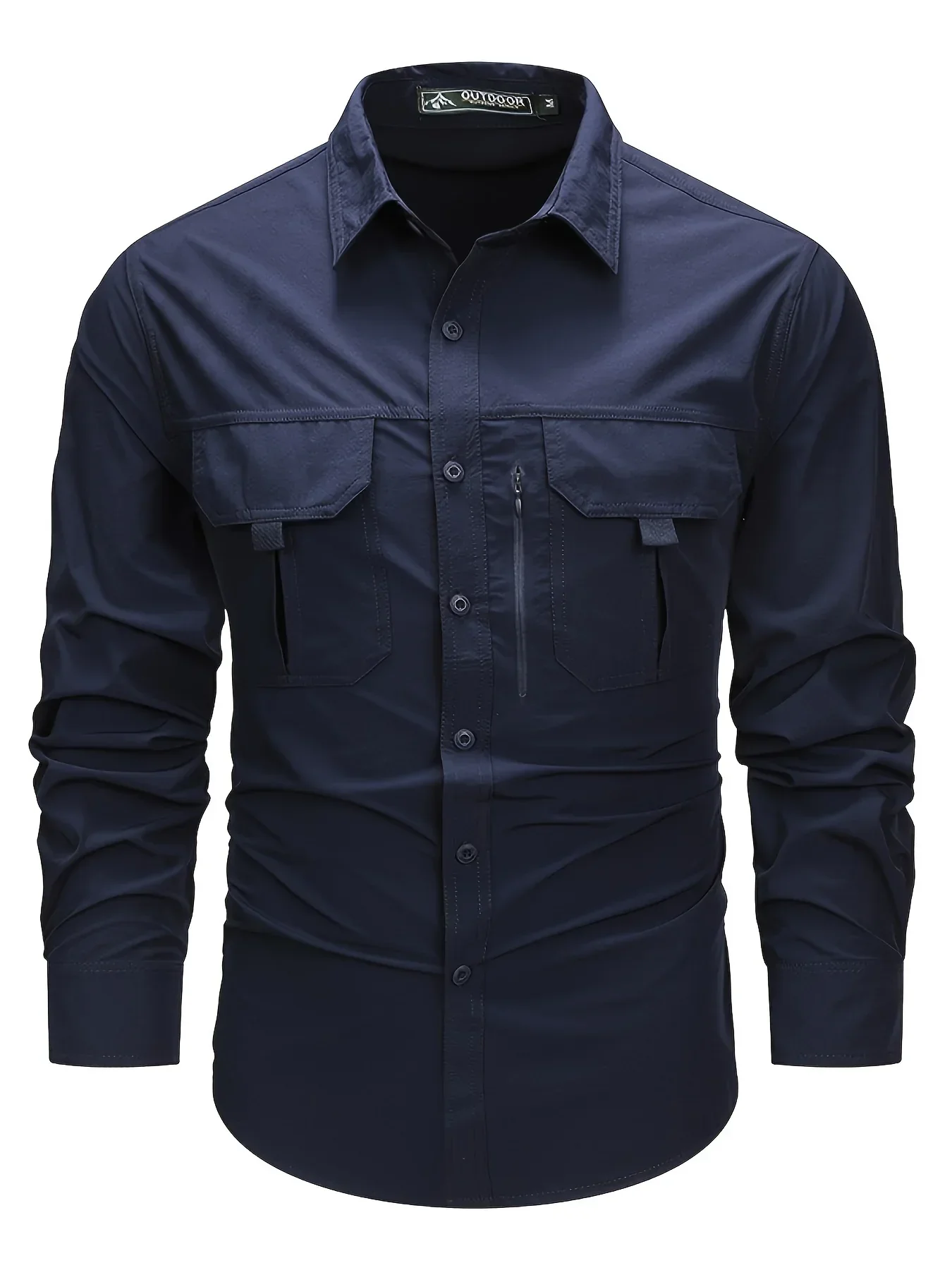 Spring And Autumn Casual Men's Long Sleeve Sunscreen Quick-drying Shirt With Multi-pockets For Outdoor Fishing - Image 3