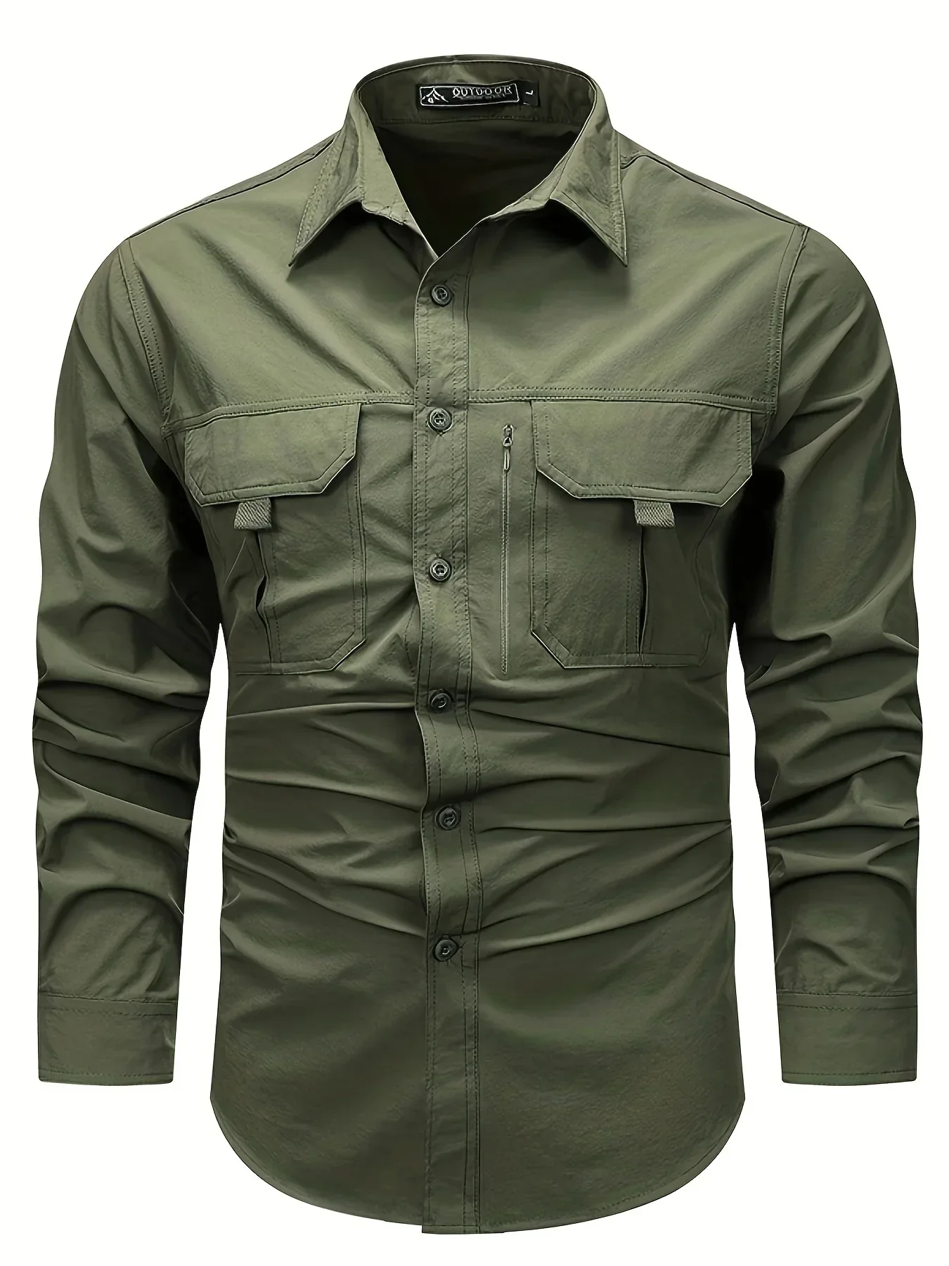 Spring And Autumn Casual Men's Long Sleeve Sunscreen Quick-drying Shirt With Multi-pockets For Outdoor Fishing - Image 4