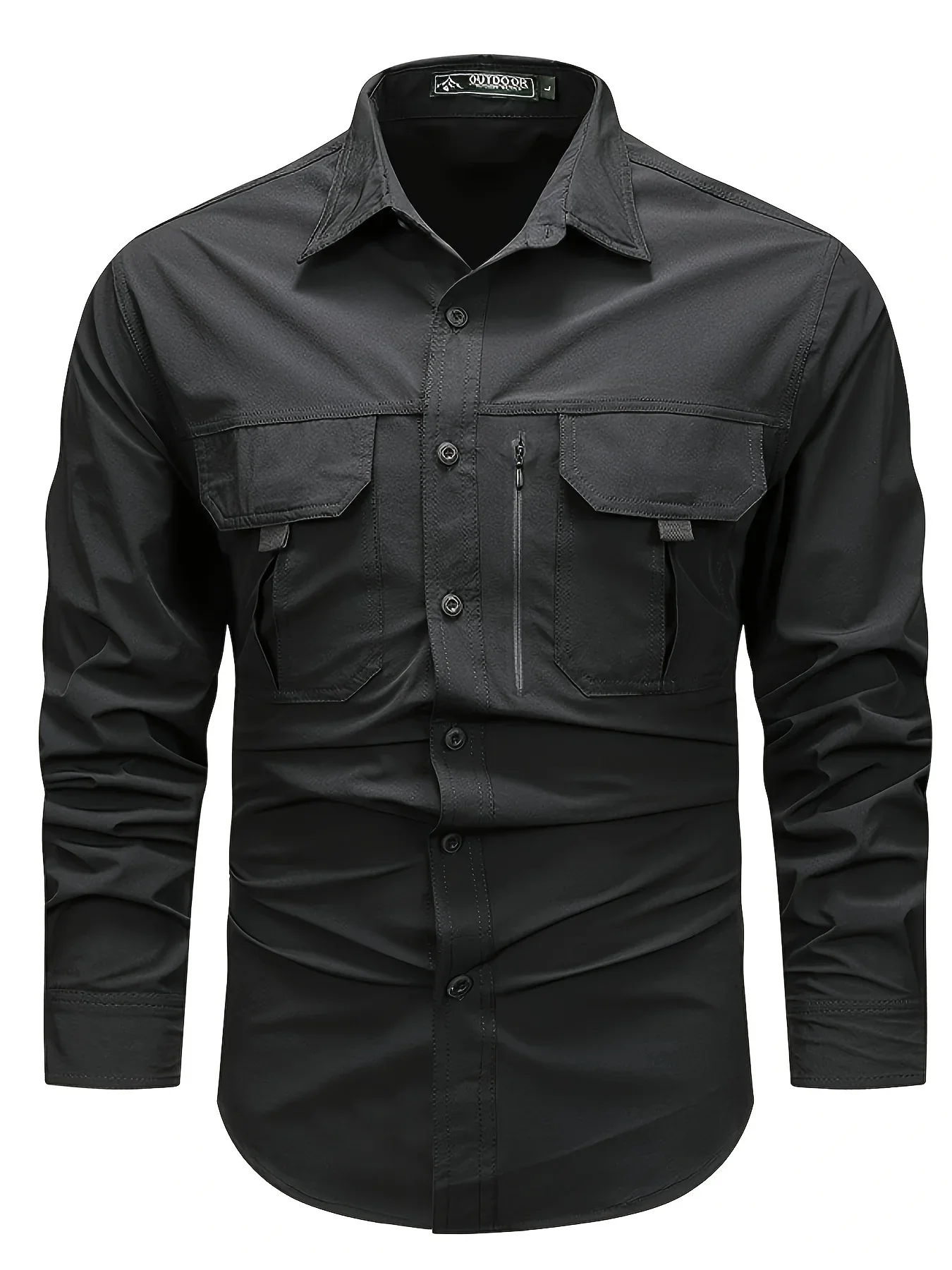 Spring And Autumn Casual Men's Long Sleeve Sunscreen Quick-drying Shirt With Multi-pockets For Outdoor Fishing - Image 5