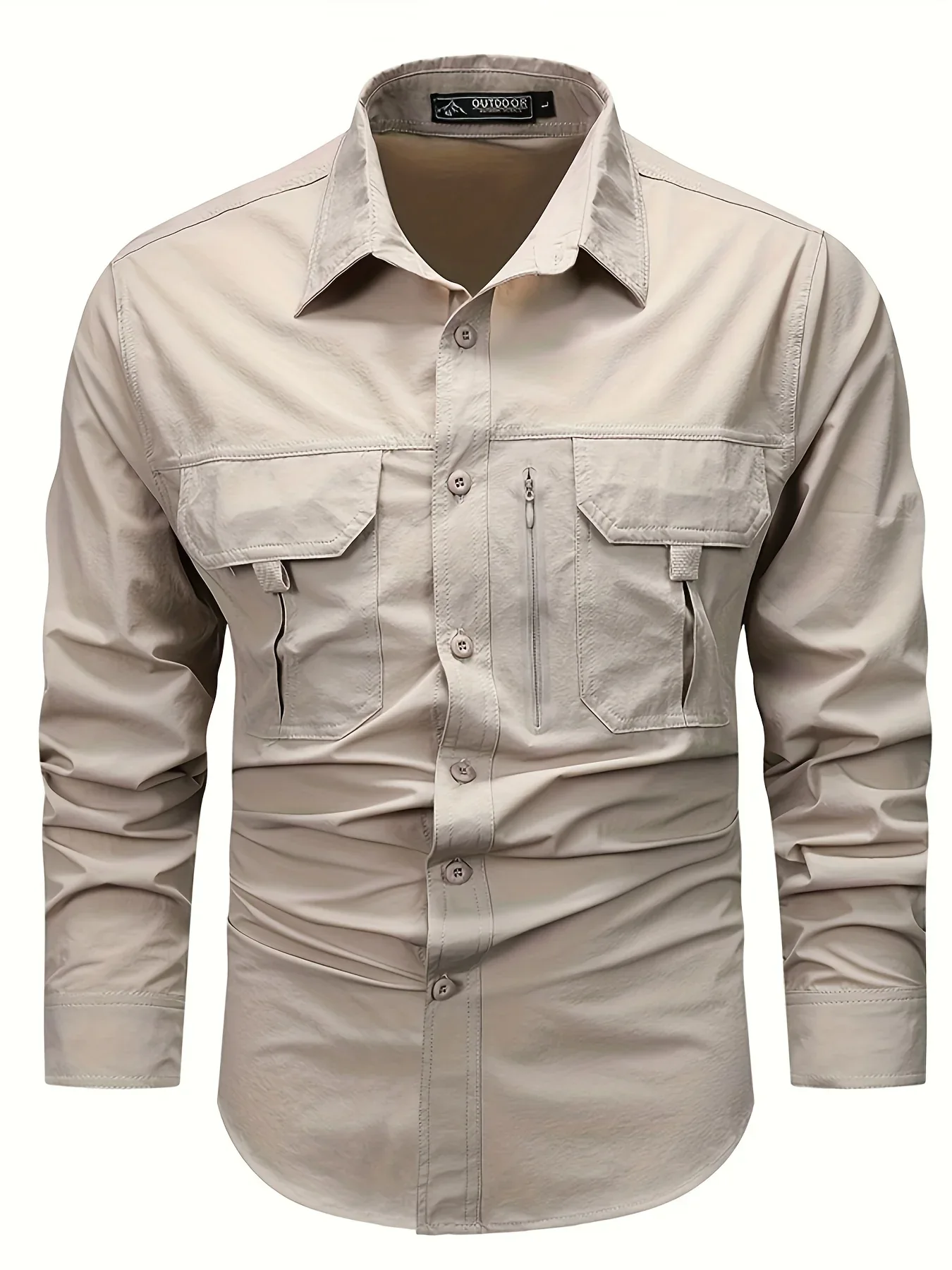 Spring And Autumn Casual Men's Long Sleeve Sunscreen Quick-drying Shirt With Multi-pockets For Outdoor Fishing - Image 6