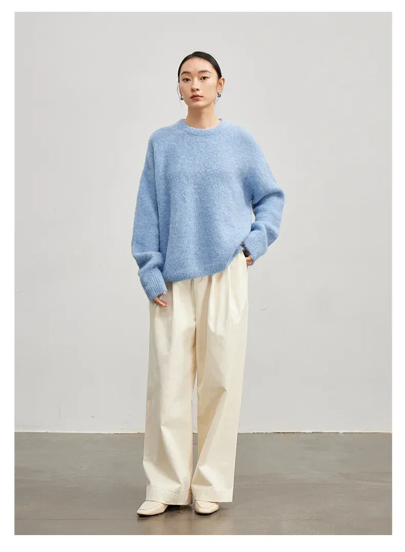 SuyaDream Warm Alpaca Pullovers for Woman, Dropped Sleeved Loose Sweaters, 2025 Fall Winter Top, Camel, Beige - Image 10