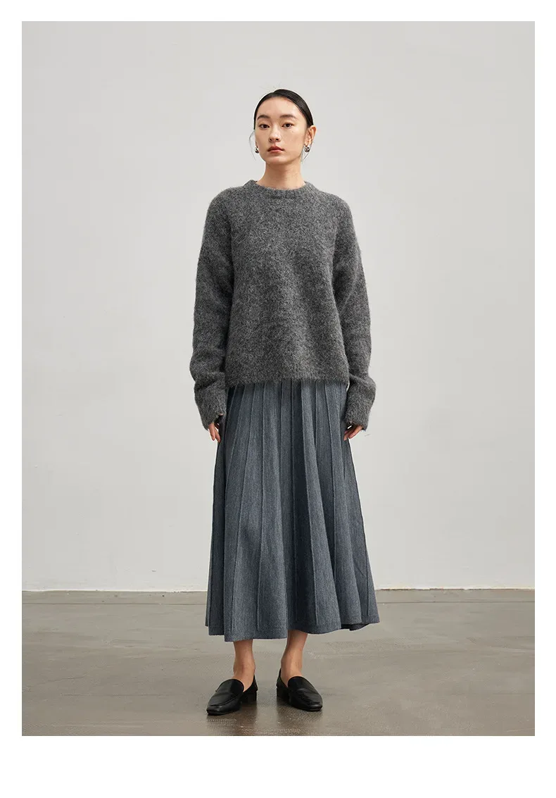 SuyaDream Warm Alpaca Pullovers for Woman, Dropped Sleeved Loose Sweaters, 2025 Fall Winter Top, Camel, Beige - Image 19