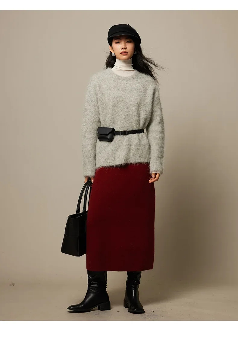 SuyaDream Warm Alpaca Pullovers for Woman, Dropped Sleeved Loose Sweaters, 2025 Fall Winter Top, Camel, Beige - Image 30