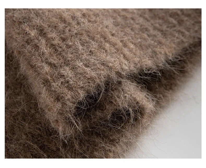 SuyaDream Warm Alpaca Pullovers for Woman, Dropped Sleeved Loose Sweaters, 2025 Fall Winter Top, Camel, Beige - Image 32