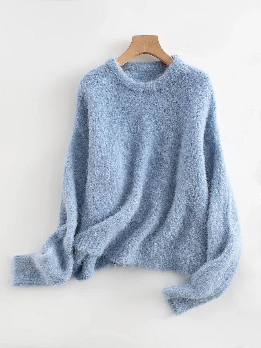 SuyaDream Warm Alpaca Pullovers for Woman, Dropped Sleeved Loose Sweaters, 2025 Fall Winter Top, Camel, Beige - Image 37