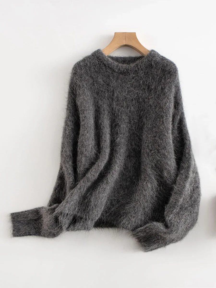 SuyaDream Warm Alpaca Pullovers for Woman, Dropped Sleeved Loose Sweaters, 2025 Fall Winter Top, Camel, Beige - Image 43