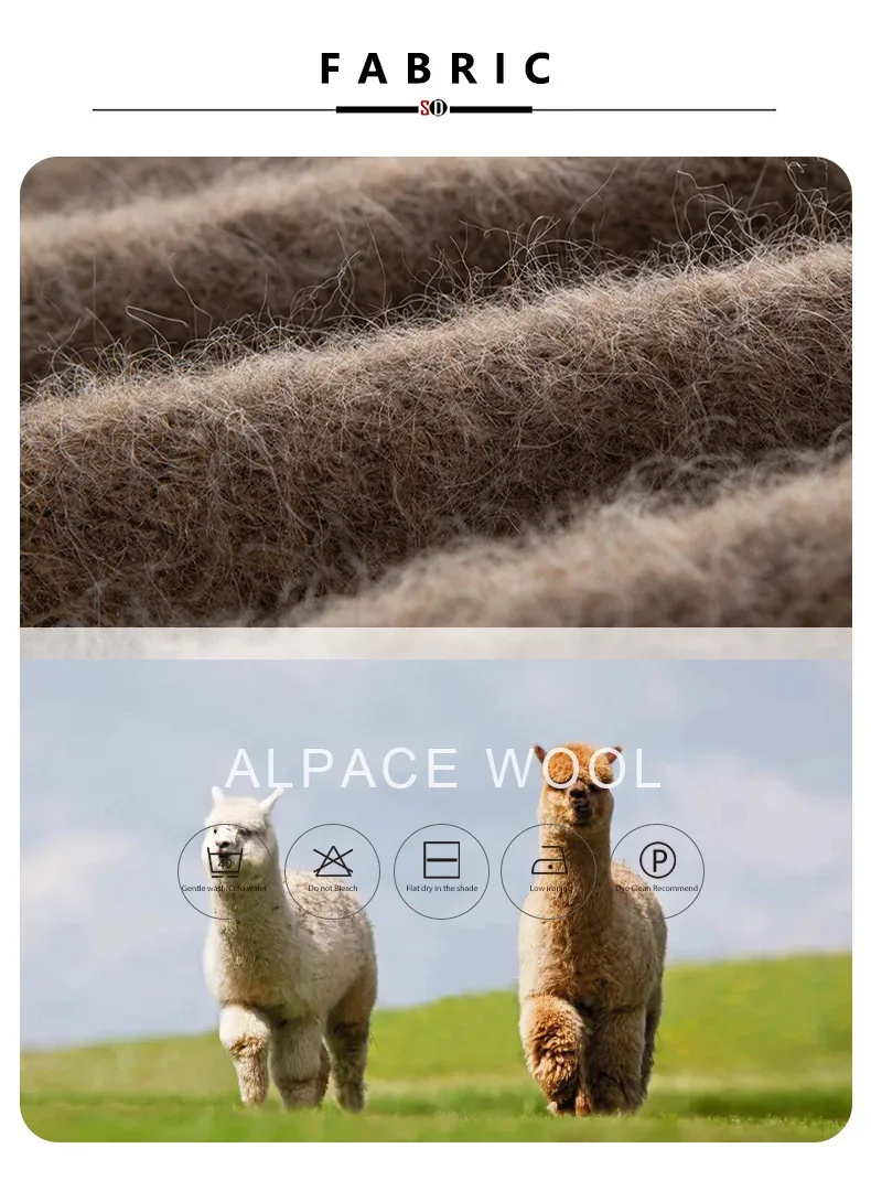 SuyaDream Warm Alpaca Pullovers for Woman, Dropped Sleeved Loose Sweaters, 2025 Fall Winter Top, Camel, Beige - Image 6