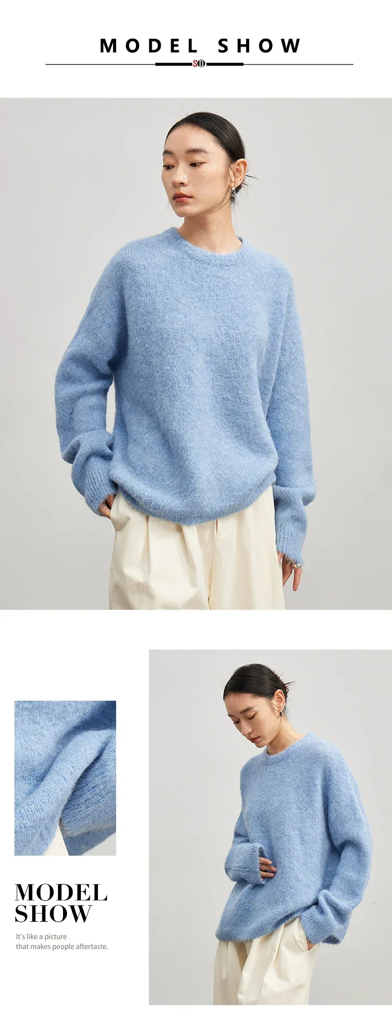 SuyaDream Warm Alpaca Pullovers for Woman, Dropped Sleeved Loose Sweaters, 2025 Fall Winter Top, Camel, Beige - Image 8