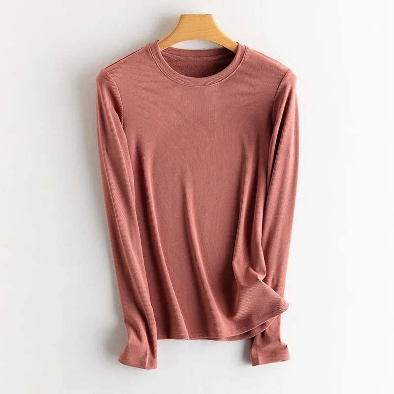 SuyaDream, Women Bottoming T Shirt, Silk Viscose Blend, Long Sleeves, Solid Basic Thermal  Shirt, 2024 Autumn Winter Top - Image 21