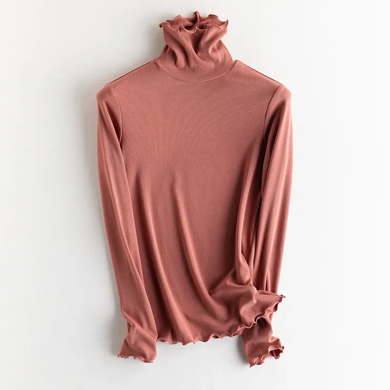 SuyaDream, Women Bottoming T Shirt, Silk Viscose Blend, Long Sleeves, Solid Basic Thermal  Shirt, 2024 Autumn Winter Top - Image 23