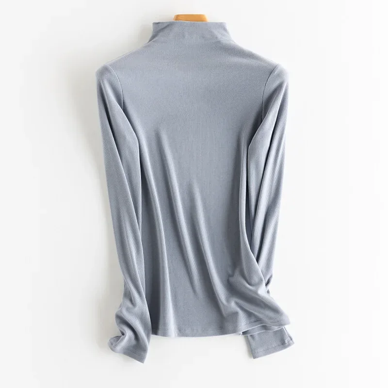 SuyaDream, Women Bottoming T Shirt, Silk Viscose Blend, Long Sleeves, Solid Basic Thermal  Shirt, 2024 Autumn Winter Top - Image 25