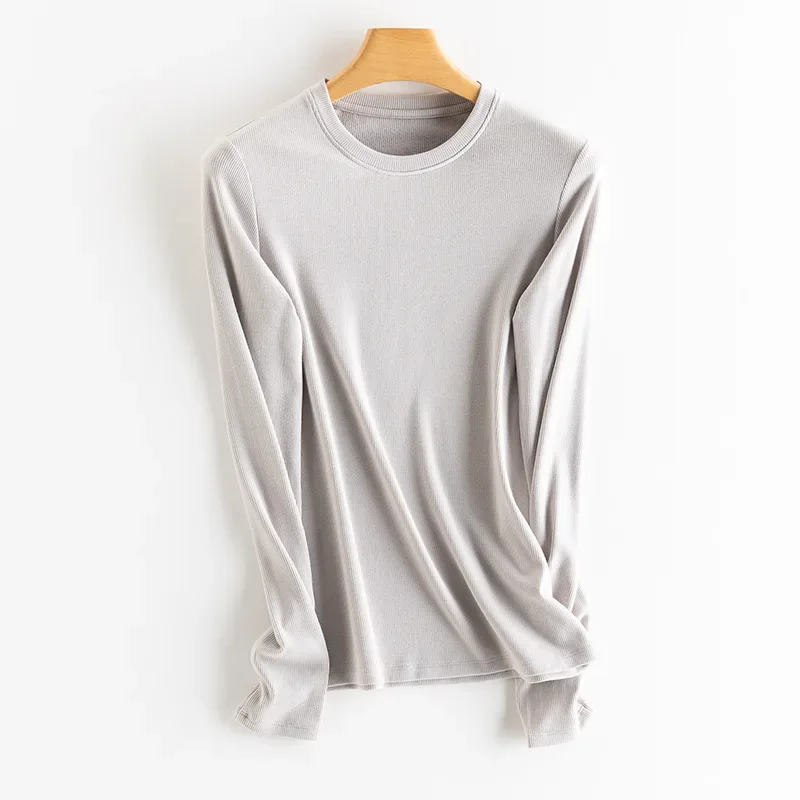 SuyaDream, Women Bottoming T Shirt, Silk Viscose Blend, Long Sleeves, Solid Basic Thermal  Shirt, 2024 Autumn Winter Top - Image 30