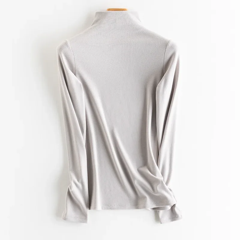 SuyaDream, Women Bottoming T Shirt, Silk Viscose Blend, Long Sleeves, Solid Basic Thermal  Shirt, 2024 Autumn Winter Top - Image 31