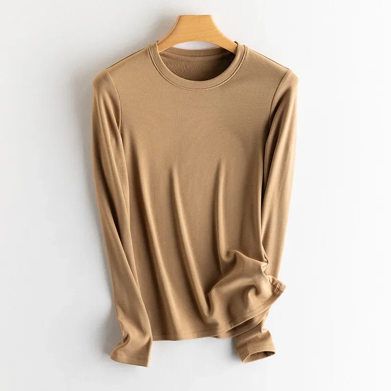 SuyaDream, Women Bottoming T Shirt, Silk Viscose Blend, Long Sleeves, Solid Basic Thermal  Shirt, 2024 Autumn Winter Top - Image 33