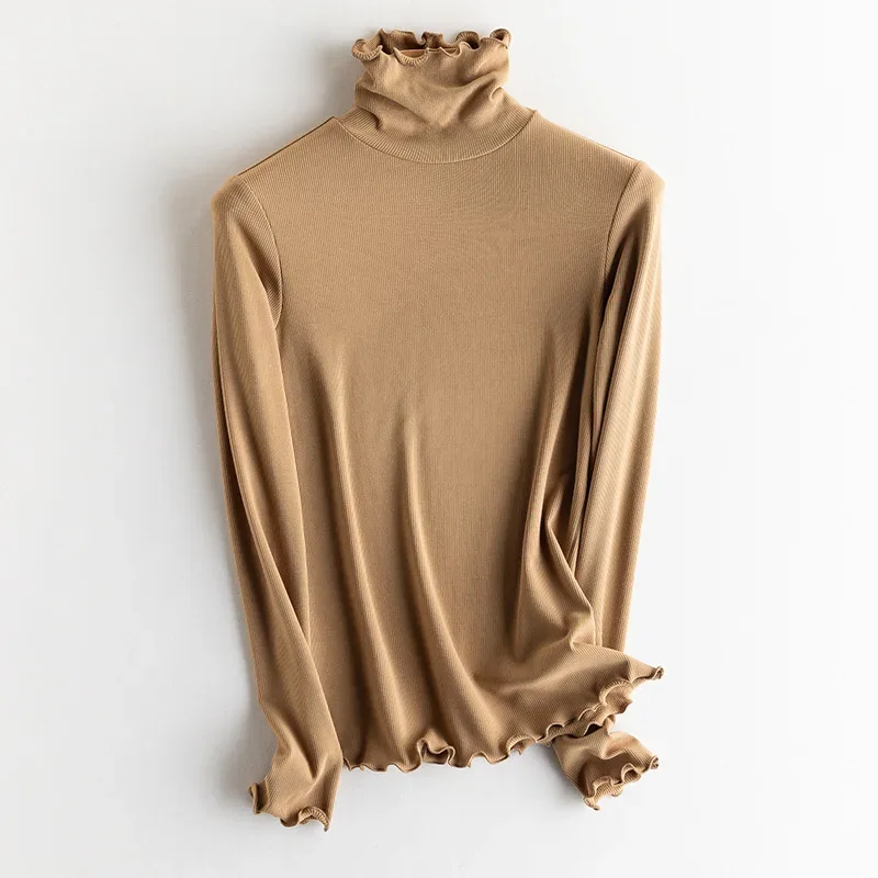 SuyaDream, Women Bottoming T Shirt, Silk Viscose Blend, Long Sleeves, Solid Basic Thermal  Shirt, 2024 Autumn Winter Top - Image 35