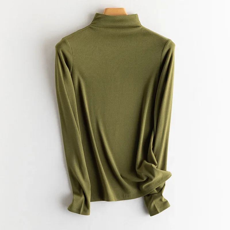 SuyaDream, Women Bottoming T Shirt, Silk Viscose Blend, Long Sleeves, Solid Basic Thermal  Shirt, 2024 Autumn Winter Top - Image 37