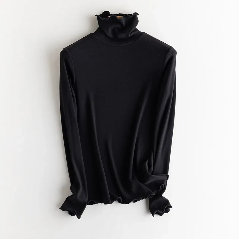SuyaDream, Women Bottoming T Shirt, Silk Viscose Blend, Long Sleeves, Solid Basic Thermal  Shirt, 2024 Autumn Winter Top - Image 41