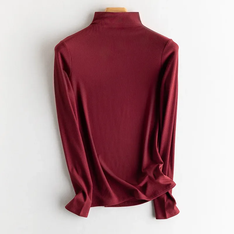 SuyaDream, Women Bottoming T Shirt, Silk Viscose Blend, Long Sleeves, Solid Basic Thermal  Shirt, 2024 Autumn Winter Top - Image 43