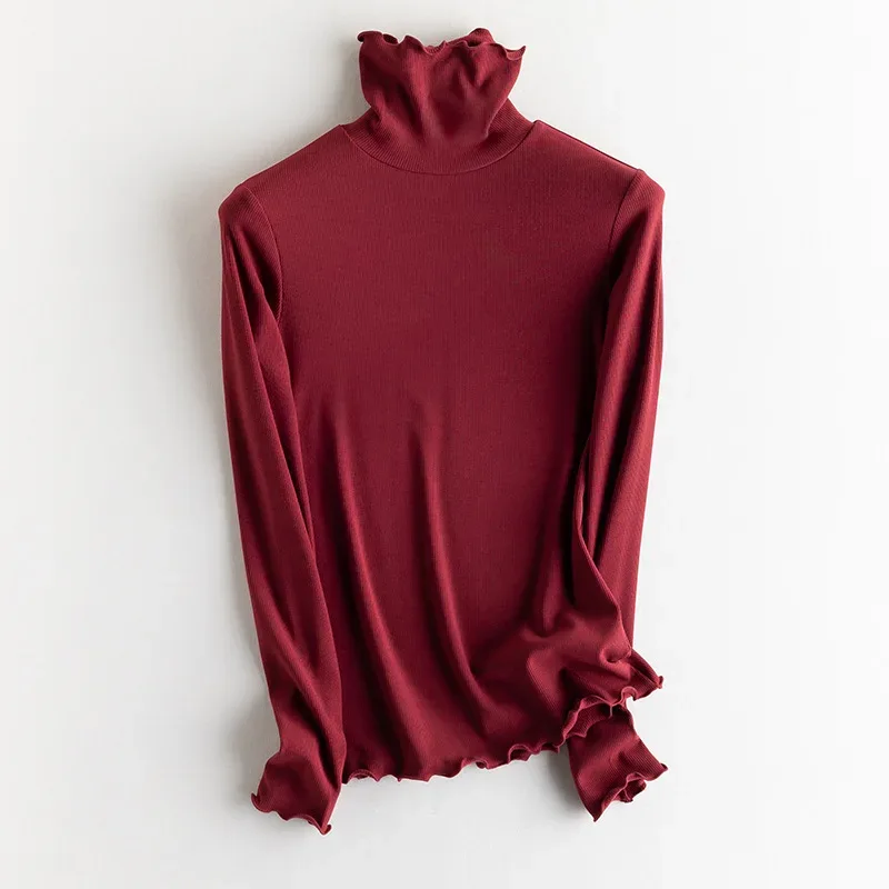 SuyaDream, Women Bottoming T Shirt, Silk Viscose Blend, Long Sleeves, Solid Basic Thermal  Shirt, 2024 Autumn Winter Top - Image 44