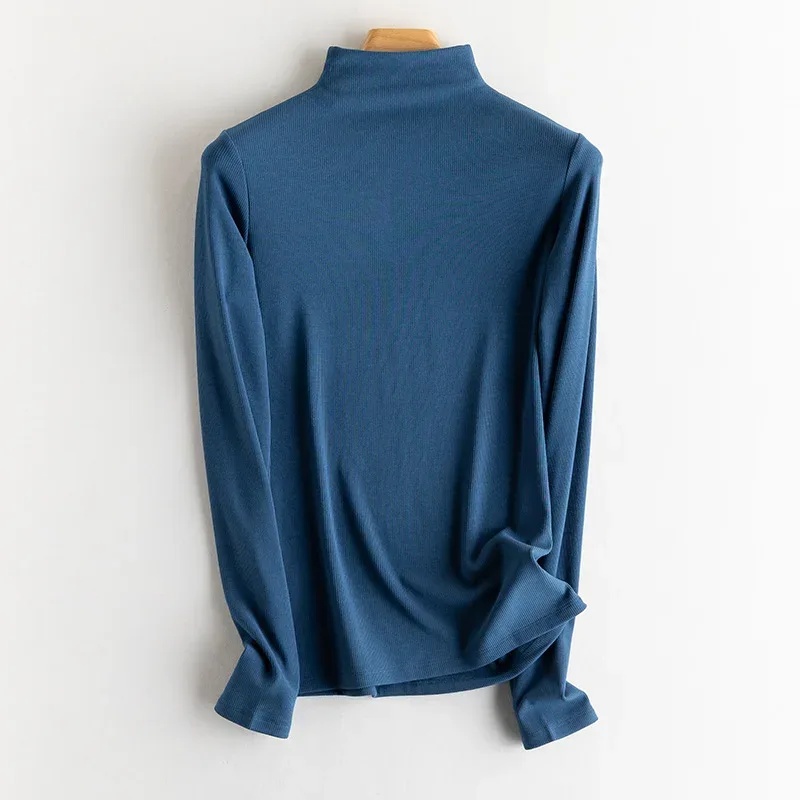SuyaDream, Women Bottoming T Shirt, Silk Viscose Blend, Long Sleeves, Solid Basic Thermal  Shirt, 2024 Autumn Winter Top - Image 49