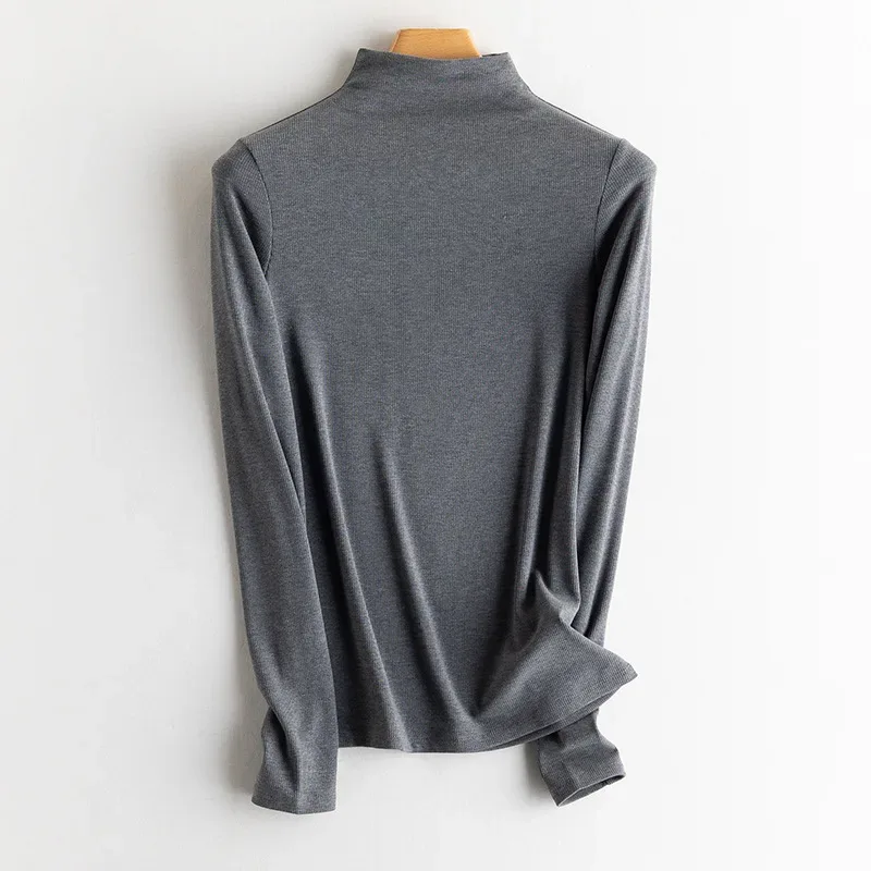 SuyaDream, Women Bottoming T Shirt, Silk Viscose Blend, Long Sleeves, Solid Basic Thermal  Shirt, 2024 Autumn Winter Top - Image 52