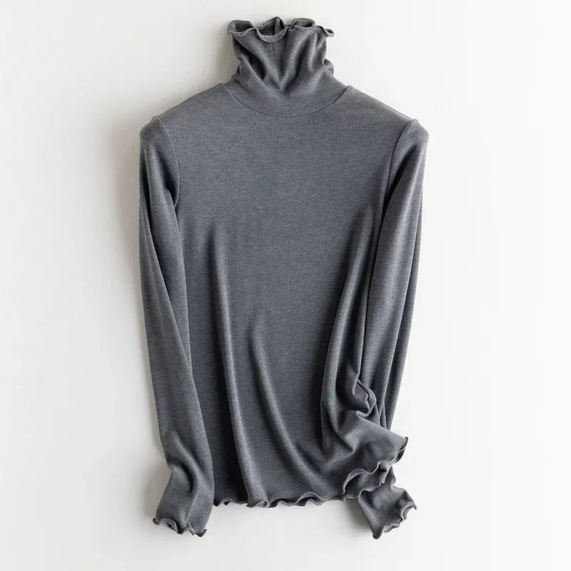 SuyaDream, Women Bottoming T Shirt, Silk Viscose Blend, Long Sleeves, Solid Basic Thermal  Shirt, 2024 Autumn Winter Top - Image 53