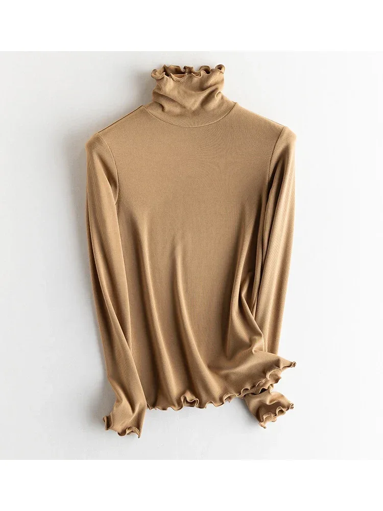SuyaDream, Women Bottoming T Shirt, Silk Viscose Blend, Long Sleeves, Solid Basic Thermal  Shirt, 2024 Autumn Winter Top - Image 58