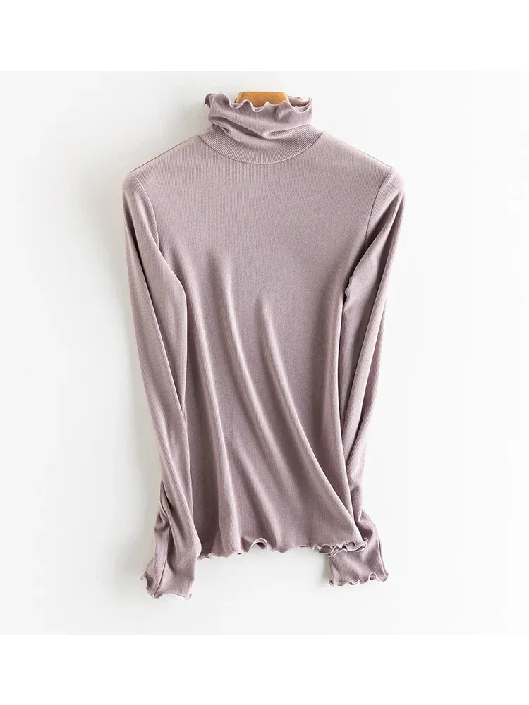 SuyaDream, Women Bottoming T Shirt, Silk Viscose Blend, Long Sleeves, Solid Basic Thermal  Shirt, 2024 Autumn Winter Top - Image 65