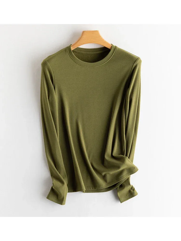 SuyaDream, Women Bottoming T Shirt, Silk Viscose Blend, Long Sleeves, Solid Basic Thermal  Shirt, 2024 Autumn Winter Top - Image 68