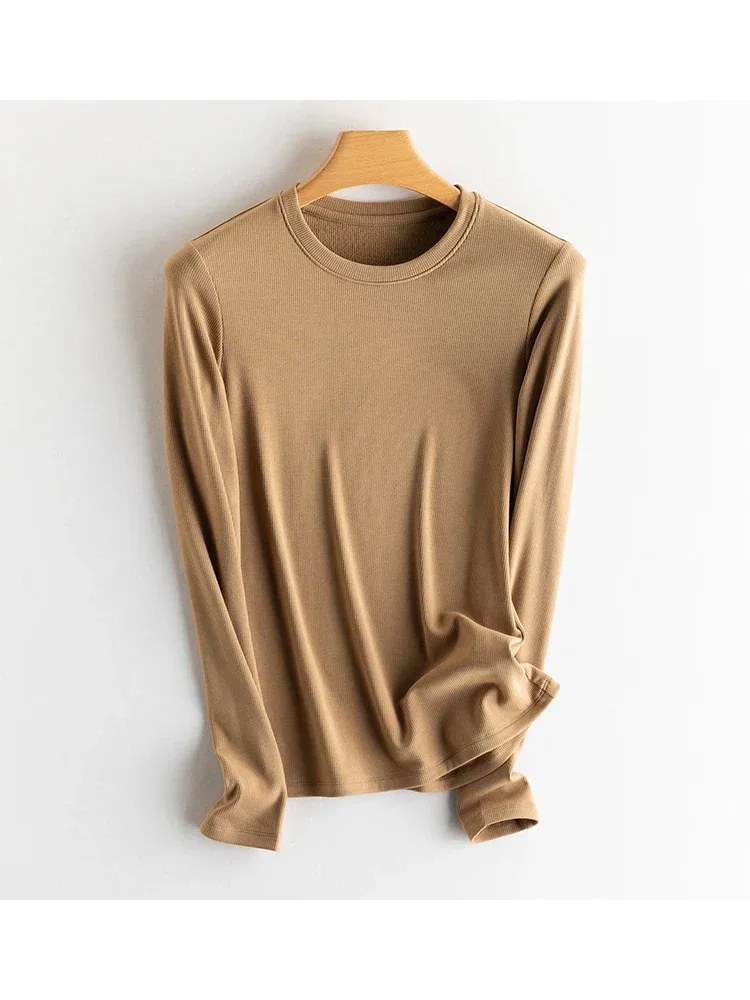 SuyaDream, Women Bottoming T Shirt, Silk Viscose Blend, Long Sleeves, Solid Basic Thermal  Shirt, 2024 Autumn Winter Top - Image 77