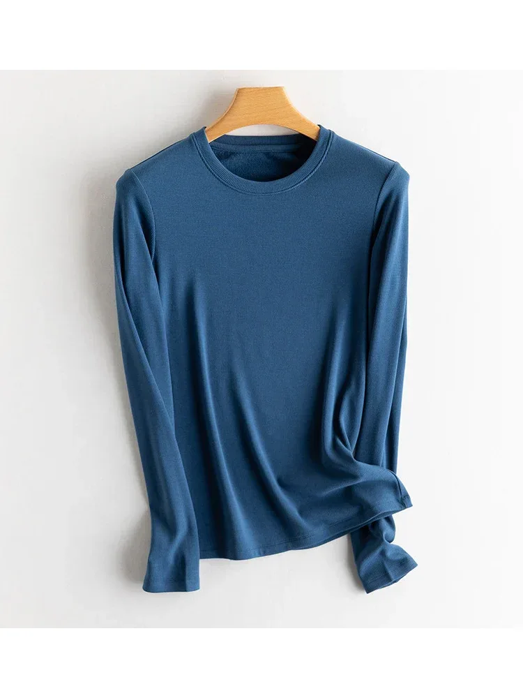SuyaDream, Women Bottoming T Shirt, Silk Viscose Blend, Long Sleeves, Solid Basic Thermal  Shirt, 2024 Autumn Winter Top - Image 79