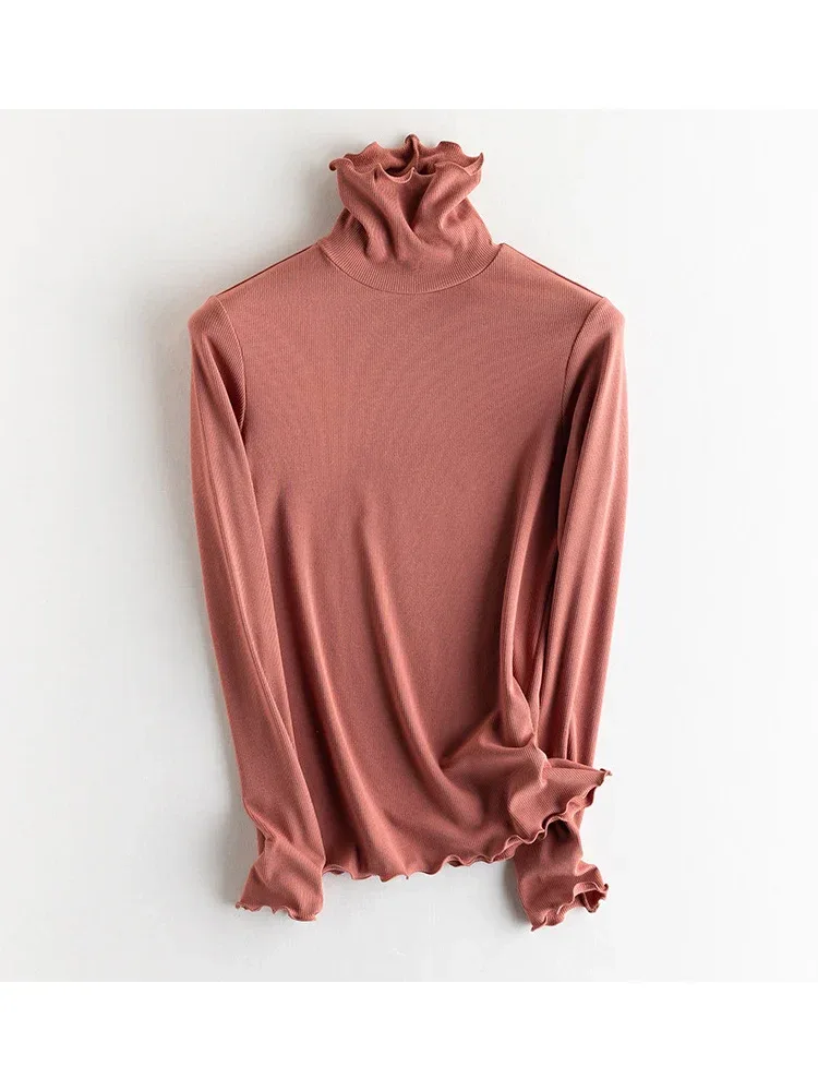 SuyaDream, Women Bottoming T Shirt, Silk Viscose Blend, Long Sleeves, Solid Basic Thermal  Shirt, 2024 Autumn Winter Top - Image 80