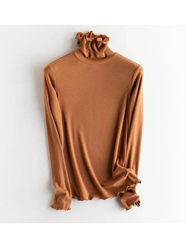 SuyaDream, Women Bottoming T Shirt, Silk Viscose Blend, Long Sleeves, Solid Basic Thermal  Shirt, 2024 Autumn Winter Top - Image 81