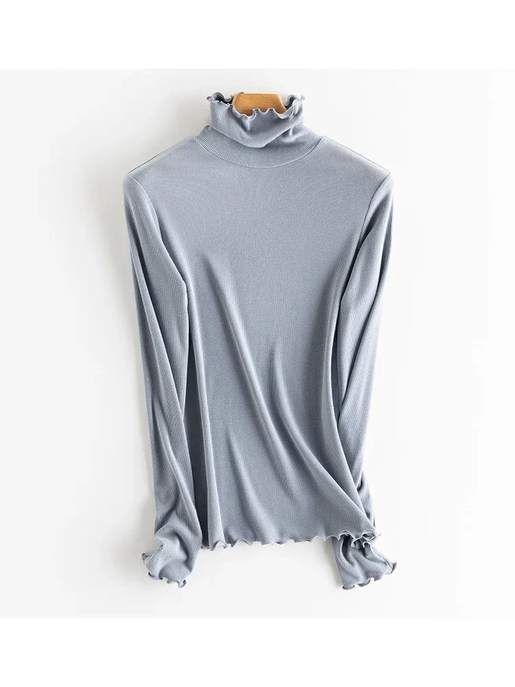 SuyaDream, Women Bottoming T Shirt, Silk Viscose Blend, Long Sleeves, Solid Basic Thermal  Shirt, 2024 Autumn Winter Top - Image 92