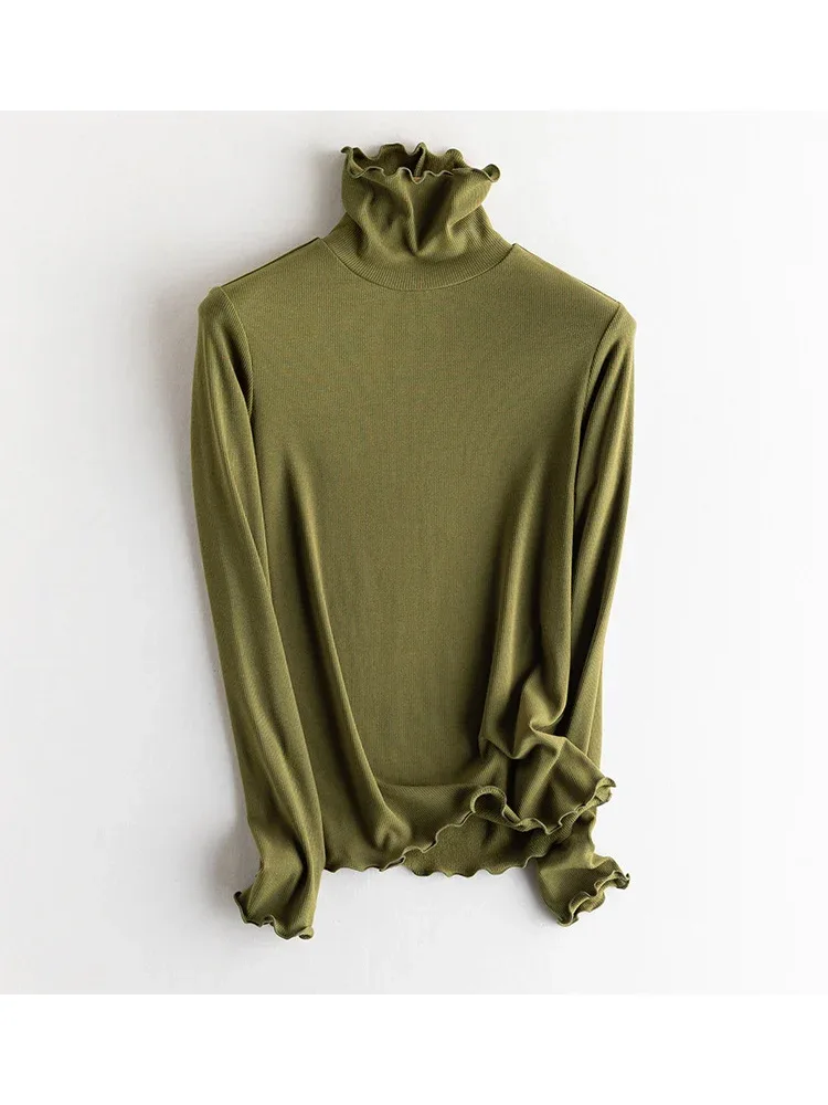 SuyaDream, Women Bottoming T Shirt, Silk Viscose Blend, Long Sleeves, Solid Basic Thermal  Shirt, 2024 Autumn Winter Top - Image 98