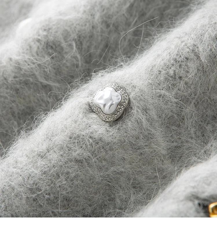 SuyaDream, Women Cardigans, 78%Alpaca, O Neck, Single breasted Solid Sweaters, 2025 Fall Winter Warm Jackets, White, Grey, Pink - Image 10