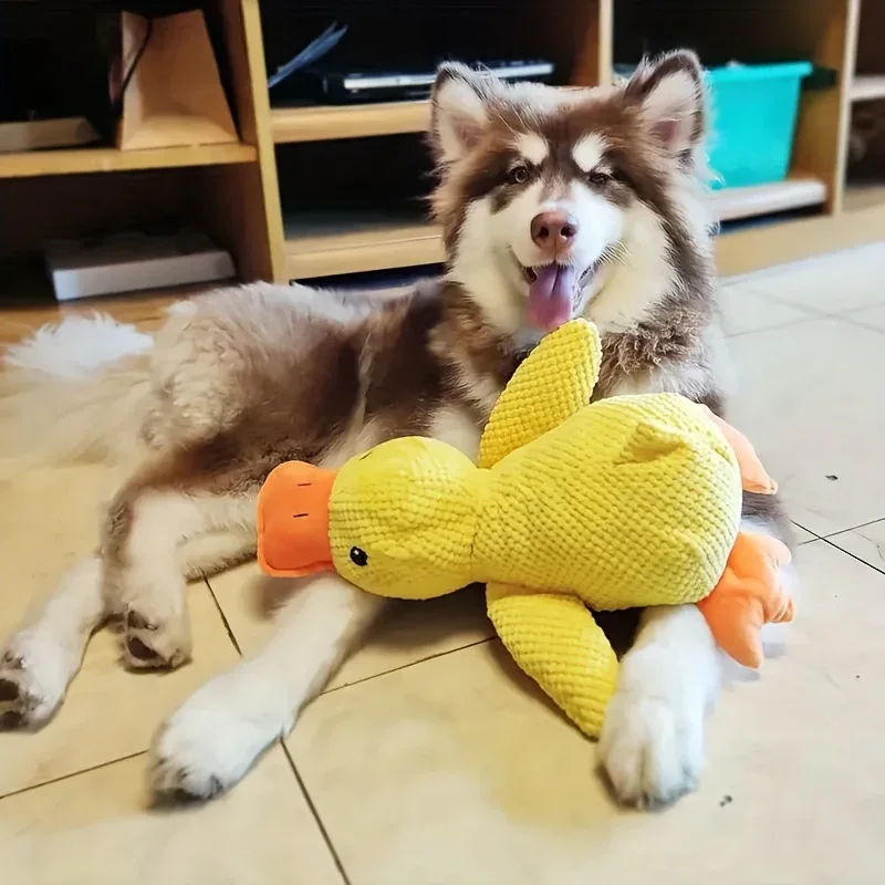 SweetS Large Dog Chew Toy - Heavy-Duty Plush Chew Proof Duck, Interactive Squeaker, for Puppies & Adult Dogs, Teeth Cleaning, No Batteries Needed, Safe for Aggressive Chewers - Ideal for Golden Retrievers, Corgis, Cats - Dura - Image 6